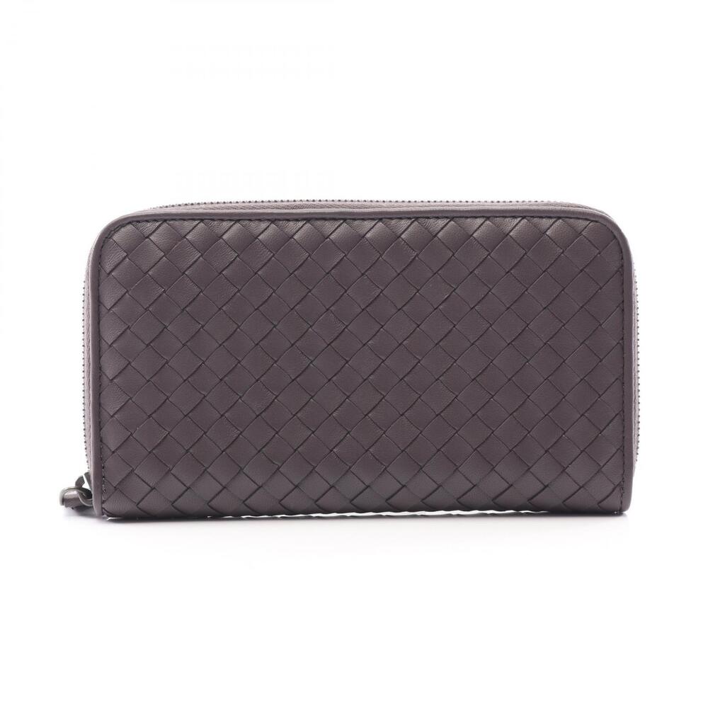 Bottega Veneta Intrecciato Round Zip Wallet Leather Purple